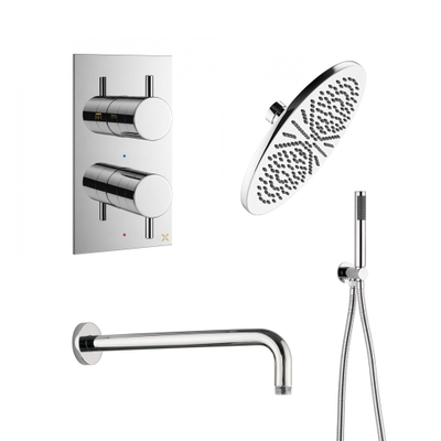 Crosswater MPRO Regendoucheset inbouw - 30cm hoofddouche - wandarm - staafhanddouche - hoogglans chroom