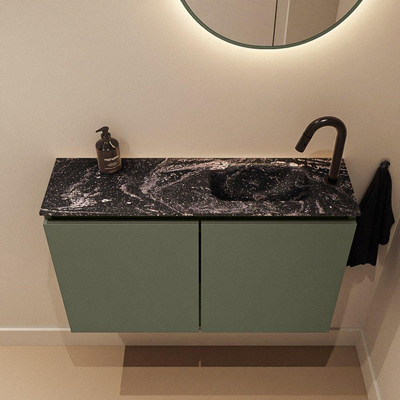MONDIAZ TURE-DLUX Meuble de WC 80 cm Army. Lavabo EDEN Lava position droite. Avec 1 trou de robinet.