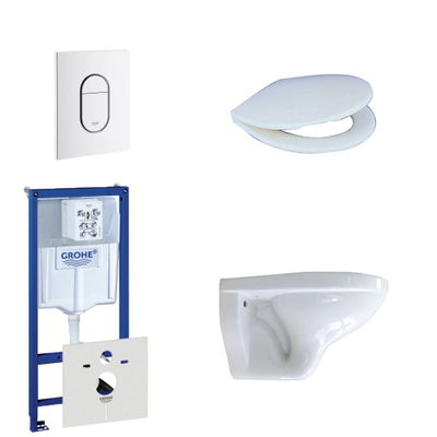 Adema Classico Pack WC avec réservoir encastrable, cuvette toilette, abattant et plaque de commande verticale blanc
