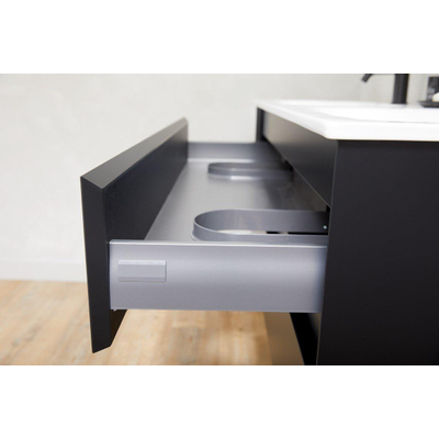 Thebalux Type meuble sous lavabo 120x45x50cm 2 découpes 2 tiroirs à fermeture douce Sans poignée MDF/panneau de particules chêne grain.