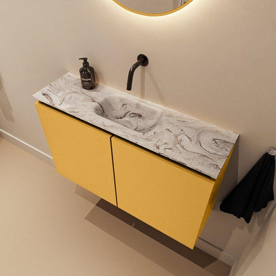 MONDIAZ TURE-DLUX 80cm toiletmeubel Ocher. EDEN wastafel Glace positie midden. Zonder kraangat.