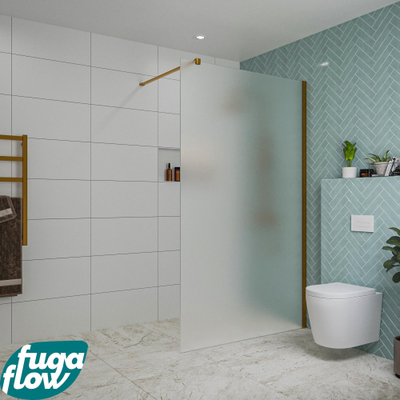 FugaFlow Eccelente Vetro Douche à l'italienne - 120x200cm - verre satiné - Cuivre brossé