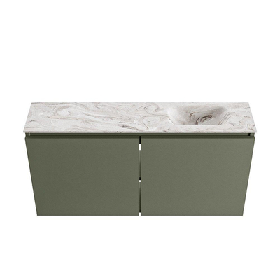 MONDIAZ TURE-DLUX 100cm toiletmeubel Army. EDEN wastafel Glace positie rechts. Zonder kraangat.