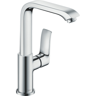 Hansgrohe Metris 1-gats wastafelkraan - met hoge - draaibare uitloop - met push open garnituur - hoogglans chroom