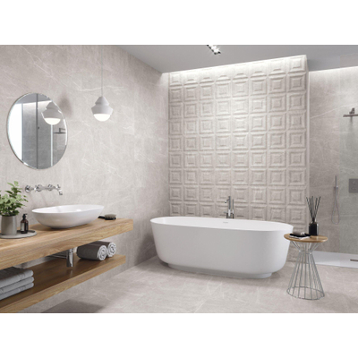 SAMPLE Kerabo Carreau de sol et mural Shetd Gris mat Rectifié Aspect marbre Mat Gris