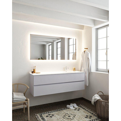 Mondiaz VICA ensemble de meuble de salle de bain - 150cm - meuble sous-vasque cale - 2 tiroirs - lavabo moon droite - 1 trou de robinet - miroir LED - version XL 60cm haut