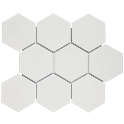 The Mosaic Factory Barcelona Carrelage mosaïque hexagonal 25.6x2.96cm pour le mur et pour l'intérieur et l'extérieur porcelaine Blanc mat