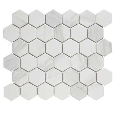 The Mosaic Factory Barcelona carrelage mosaïque - 28.2x32.1cm - carrelage mural et de sol - Hexagone/Hexagone - Porcelaine Carrara White Mat