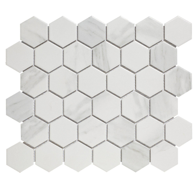The Mosaic Factory Barcelona mozaïektegel - 28.2x32.1cm - wand en vloertegel - Zeshoek/Hexagon - Porselein Carrara White Mat