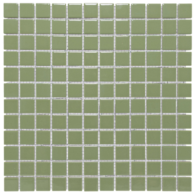 The Mosaic Factory Barcelona mozaïektegel - 30x30cm - wandtegel - Vierkant - Porselein Olive Green Glans