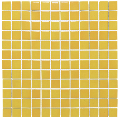 The Mosaic Factory Barcelona carrelage mosaïque - 30x30cm - carrelage mural - Carré - Porcelaine Flammé Jaune Brillant