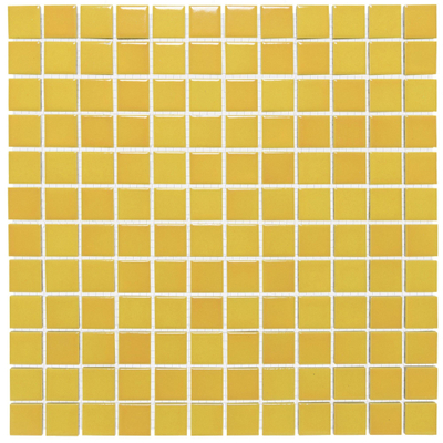 The Mosaic Factory Barcelona mozaïektegel - 30x30cm - wandtegel - Vierkant - Porselein Flamed Yellow Glans