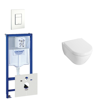 Villeroy en Boch Subway Compact Toiletset - inbouwreservoir - diepspoel wandcloset - bedieningsplaat verticaal/horizontaal - wit