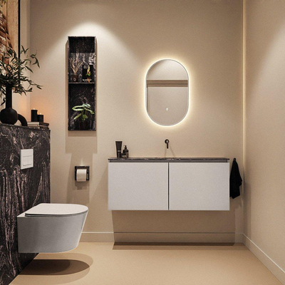 MONDIAZ TURE-DLUX Meuble toilette - 120cm - Linen - EDEN - vasque Lava - position centrale - sans trou de robinet