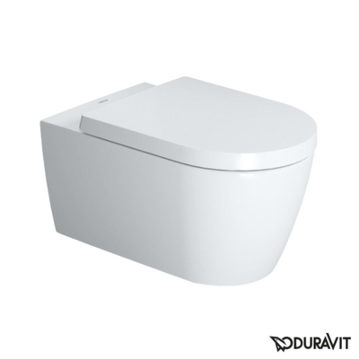 Duravit ME by Starck Pack WC avec réservoir encastrable, cuvette murale compact à fond creux avec abattant frein de chute et plaque de commande vertical/horizontal chrome