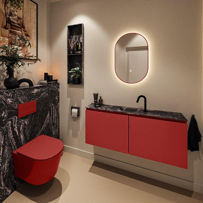 MONDIAZ TURE-DLUX Meuble toilette - 120cm - Fire - EDEN - vasque Lava - position centrale - 1 trou de robinet