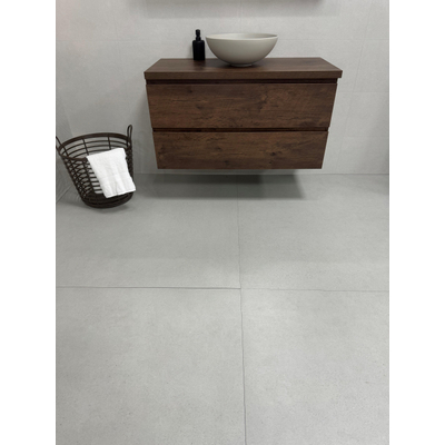 ÉCHANTILLON Terravito Melora Carrelage mural et de sol - 120x120cm - rectifié - Aspect béton - Blanc mat (blanc)