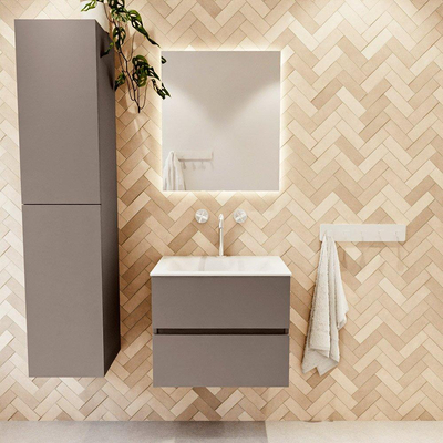 Mondiaz VICA Ensemble de meuble de salle de bain - 60cm - meuble sous-vasque fumée - 2 tiroirs - lavabo nuage milieu - 1 trou de robinet - version haute 60cm - talc