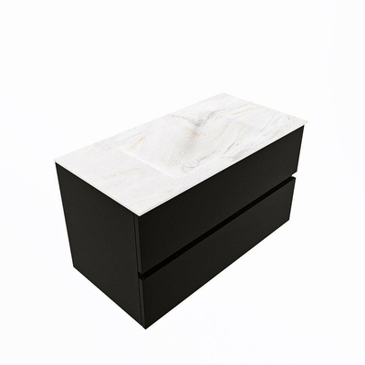 Mondiaz VICA-DLUX Ensemble de meuble de salle de bain - 90cm - meuble sous-vasque urban - 2 tiroirs - lavabo encastrée cloud milieu - 1 trou de robinet - version haute de 60cm - ostra