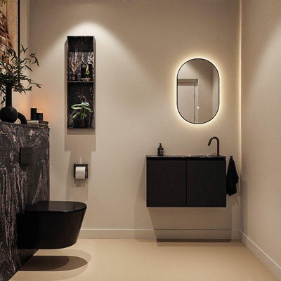 MONDIAZ TURE-DLUX 80cm toiletmeubel Urban. EDEN wastafel Lava positie rechts. Met 1 kraangat.