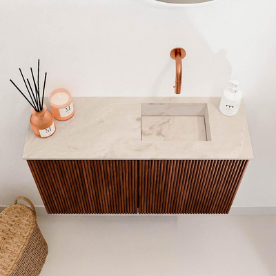 Mondiaz JOYA-DLUX Meuble de salle de bains 70cm - couleur Ruby - Vasque FAYE position Droite Sans trou de robinet couleur Frappe.
