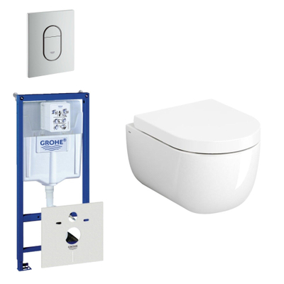Clou Hammock Compact Toiletset - inbouwreservoir - wandtoilet - softclose - quickrelease - bedieningsplaat verticaal -mat chroom
