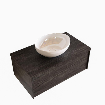 Mondiaz LUSH Meuble salle de bains avec 1 tiroir lavabo BARCO 80x30x45cm Centre 1 trou de robinet Dark brown/Brun foncé