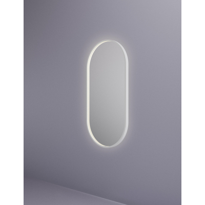 Hotbath &MORE Spiegel Oval - 50x100cm - direct en indirect LED - spiegelverwarming - dimbaar - met afstandsbediening - mat wit