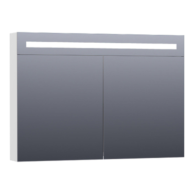 BRAUER Double Face Spiegelkast - 100x70x15cm - verlichting - geintegreerd - 2 links- rechtsdraaiende spiegeldeur - MDF - mat wit