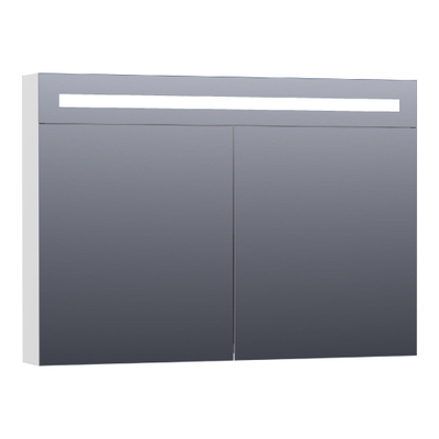 BRAUER Double Face Spiegelkast - 140x70x15cm - verlichting - geintegreerd - 3 links- rechtsdraaiende spiegeldeur - MDF - mat wit