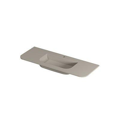 INK Fora Lavabo - 120x45x1.7cm - 1 trou de robinet - coins arrondis - porcelaine - coton crème mat