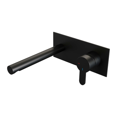 BRAUER Black Edition Mitigeur de lavabo encastré - bec droit à gauche - levier plat étroit - y compris partie encastrée - plaque de recouvrement - modèle D 1 - noir mat