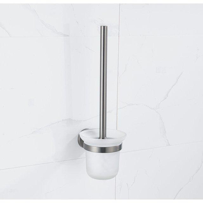 FugaFlow Eccelente Acces Toiletset - toiletrolhouder met klep toiletborstel - handoekhaak - geborsteld gunmetal PVD