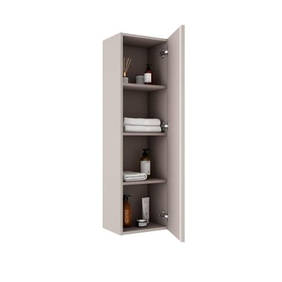 Saniclass Prime Blend Hoge Kast - 120x34.5x27.5cm - 1 deur - mat cotton (beige) - MDF licht beschadigd OUTLETSTORE