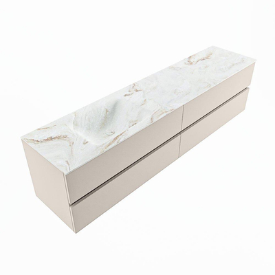MONDIAZ VICA-DLUX Ensemble meuble de salle de bains - 200cm - meuble bas linen - 4 tiroirs - lavabo encastré cloud gauche - sans trous de robinet - version hauteur 60cm - frape