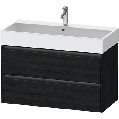 Duravit Ketho.2 Wastafelonderbouwkast - met 2 laden - 98.4x46x54.9cm - met grepen antraciet - eiken zwart mat