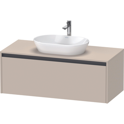 Duravit Ketho.2 Wastafelonderbouwkast - inclusief consoleplaat - met 1 lade - 120x55x45.9cm - met handgreep antraciet - taupe supermat