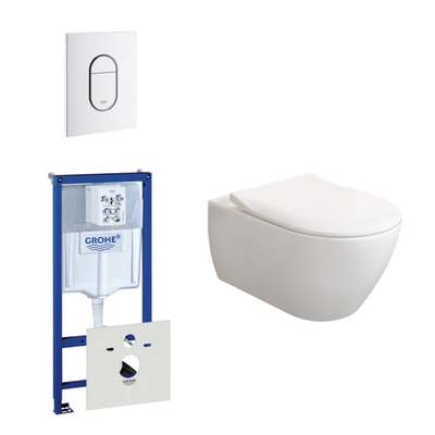 Villeroy & Boch Subway 2.0 ViFresh Pack WC avec abattant wc slimseat softclose et quick release et plaque de déclenchement verticale blanche