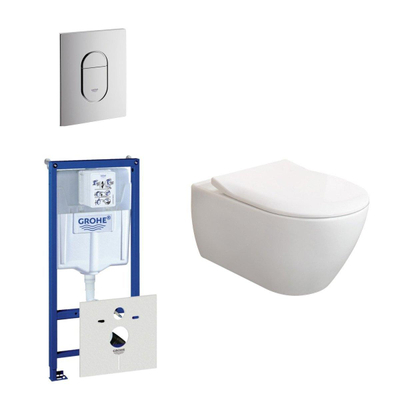 Villeroy & Boch Subway 2.0 ViFresh toiletset - met slimseat - softclose en quick release en bedieningsplaat verticaal - chroom (wit)