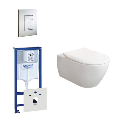 Villeroy & Boch Subway 2.0 ViFresh Pack WC avec abattant wc slimseat softclose et quick release et plaque de déclenchement horizontal vertical inox