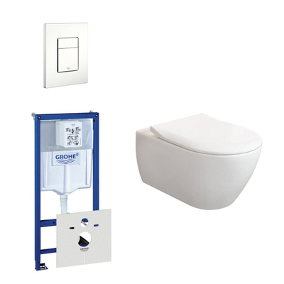Villeroy & Boch Subway 2.0 ViFresh toiletset - met slimseat - softclose en quick release en bedieningsplaat horizontaal verticaal - wit