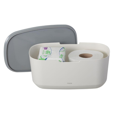 Tiger Tess Boîte de rangement avec couvercle Blanc / Gris clair