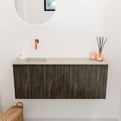 Mondiaz JOYA-DLUX 100cm toiletmeubel - kleur Shadow - Wastafel FAYE positie Links Zonder kraangat kleur Opalo.