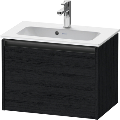 Duravit Ketho.2 Wastafelonderbouwkast - met 1 lade - 61x39x44cm - met greep antraciet - eiken zwart mat