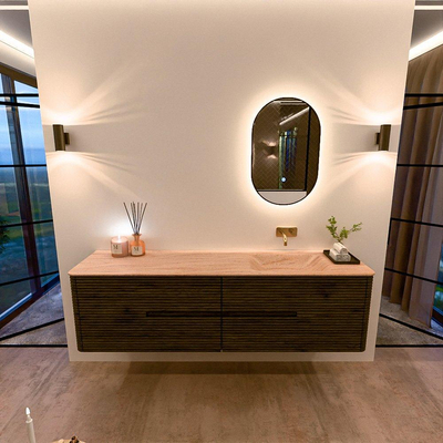 Mondiaz CIRO-DLUX Badkamermeubelset - 180x45x50cm - Solid surface wastafel Saba - 1 wasbak Rechts - zonder kraangaten - 4 lades - Shadow