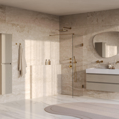 BRAUER Void Inloopdouche - 50x200cm - glascoating - helder glas - geborsteld goud PVD