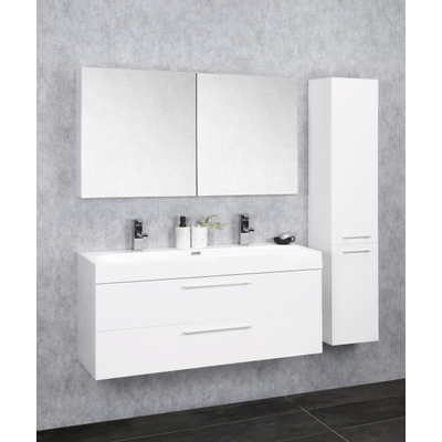 Differnz Somero Ensemble salle de bains 100x54x38cm avec armoire toilette FSC Blanc brillant