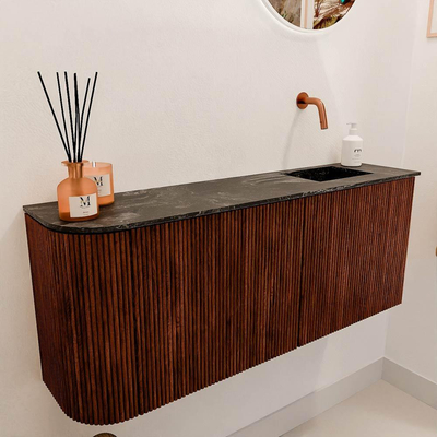 Mondiaz JOYA-DLUX 101.6cm toiletmeubel - ronding links kleur Ruby - Wastafel FAYE positie Rechts Zonder kraangat kleur Lava.