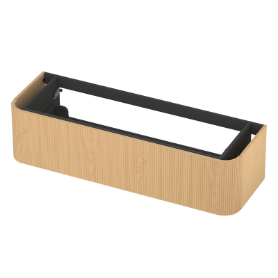 INK Concept R Wastafelonderkast - 140x45x35cm - 1 lade - opliggende grepen - gefreesd - afgeronde hoeken - MDF - light veneer