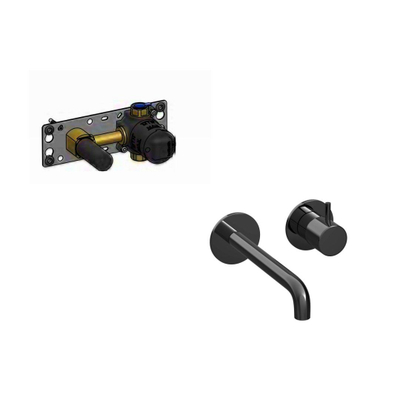 Hotbath Cobber Inbouwwastafelkraan - inbouwdeel - 18cm uitloop - PBP Gepolijst zwart PVD